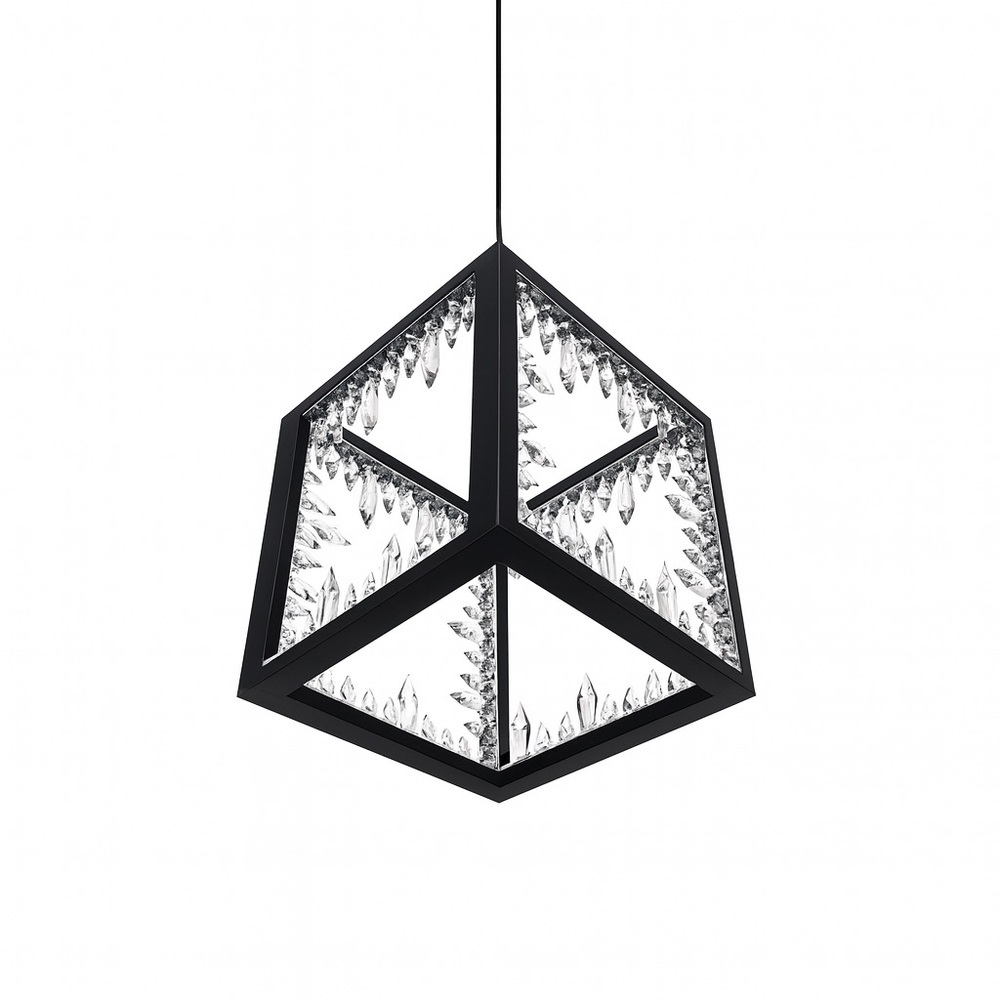 Modern Geometric Cube Pendant Light Black Crystal LED Chandelier Adjustable - Picture 4 of 6